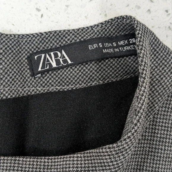 Zara gray front chest cut out Houndstooth sheath mini dress long sleeves size S - Picture 10 of 12